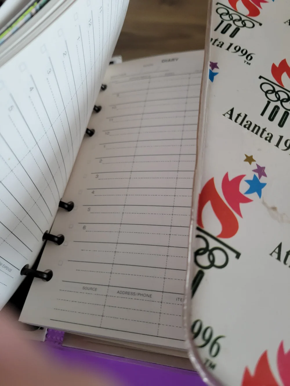 Atlanta 1996 Olympic Logo Notebook And Pin- White with Red & Blue Accents